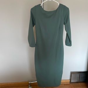 Anthropologie green midi dress with bow detail